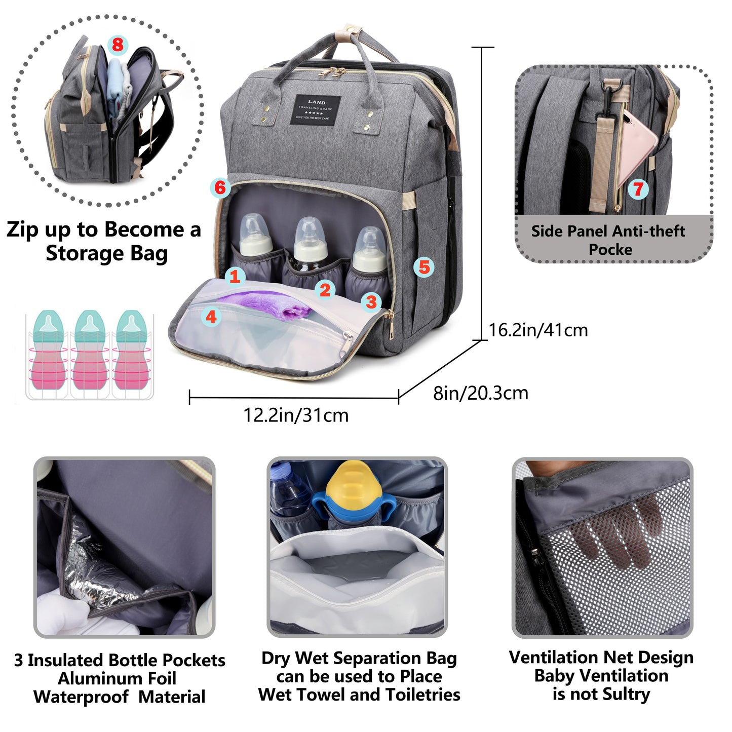 Good Mama Go: Baby Backpack & Portable Foldable Crib